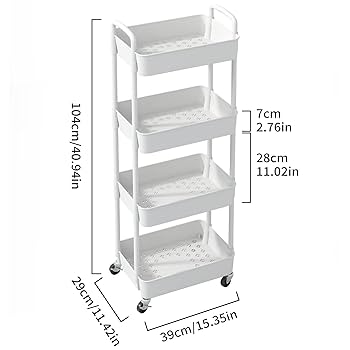 Chariot de Rangement Roulant 4Niveaux