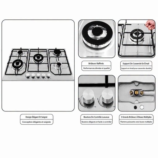 PLAQUE DE CUISSON LEXICAL – 5 FEUX INOX