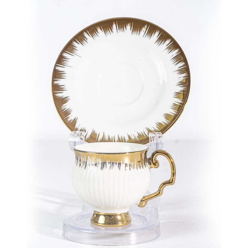 Service café noir doré avec pied 