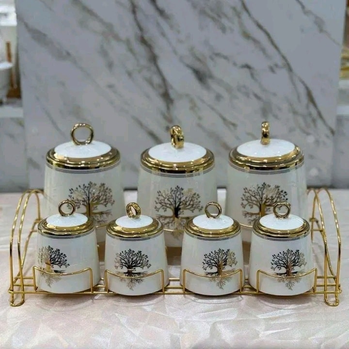 Porte d'épices Céramique avec une touche doré 