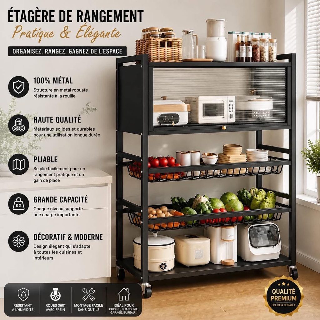Étagère de rangement pour cuisine