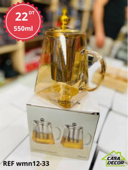 Théière en verre avec passoire 