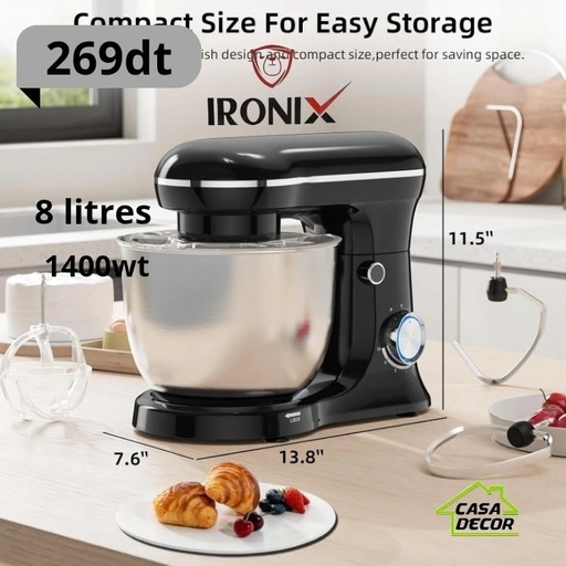 Robot Pétrin 8 litres avec bouton 