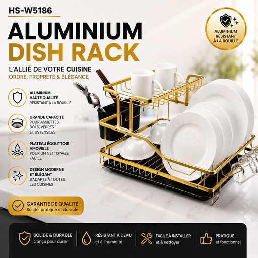 Égouttoir à vaisselle en aluminium
