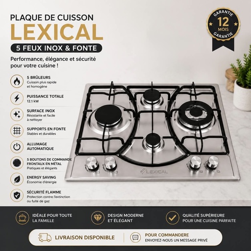 Plaque de cuisson LEXICAL – 4 feux 
