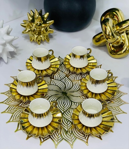 Service café sous tasse zigzag 