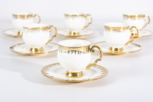 Service café noir doré avec pied 